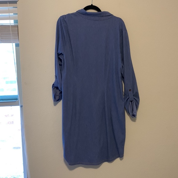 No comment Jean floral button up knee synch dress half sleeve with collar - Picture 6 of 8